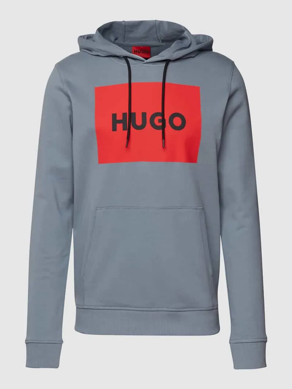 HUGO Hoodie mit Label-Print Modell 'Duratschi' in Rauchblau
