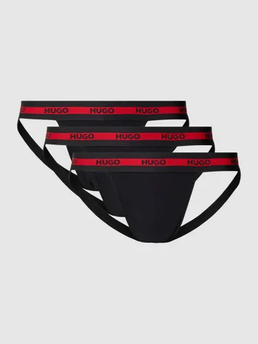 HUGO Jockstrap mit elastischem Logo-Bund im 3er-Pack in Black