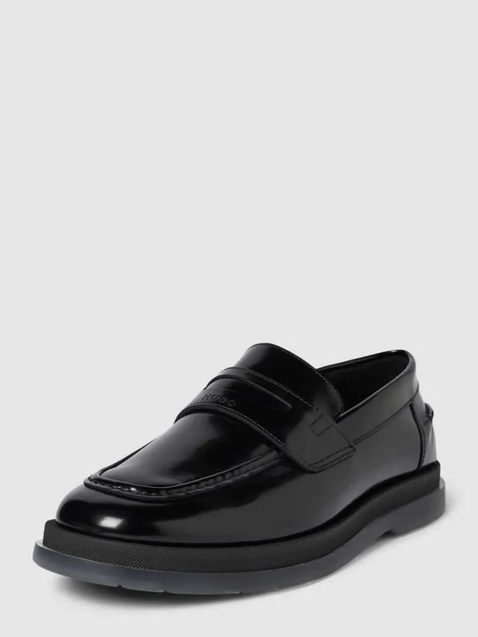 HUGO Loafer aus Leder mit Label-Detail Modell 'Chaol' in Black