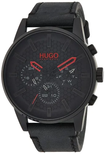 HUGO Multi Zifferblatt Quarz Uhr für Herren mit Schwarzes