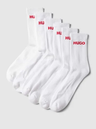 HUGO Socken mit Label-Print im 6er-Pack in Weiss