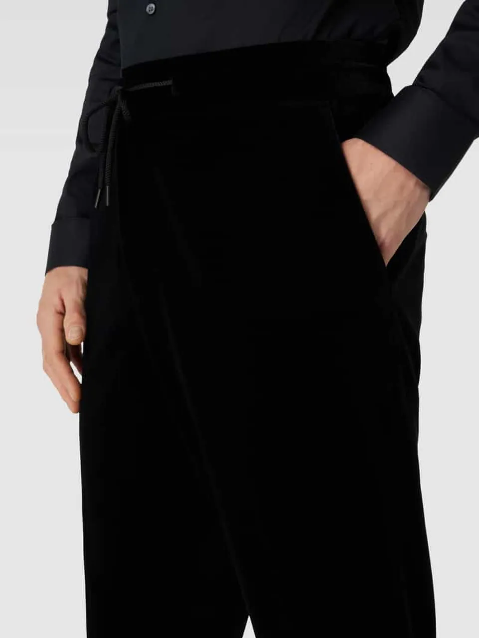 HUGO Stoffhose aus Samt Modell 'Howard' in Black
