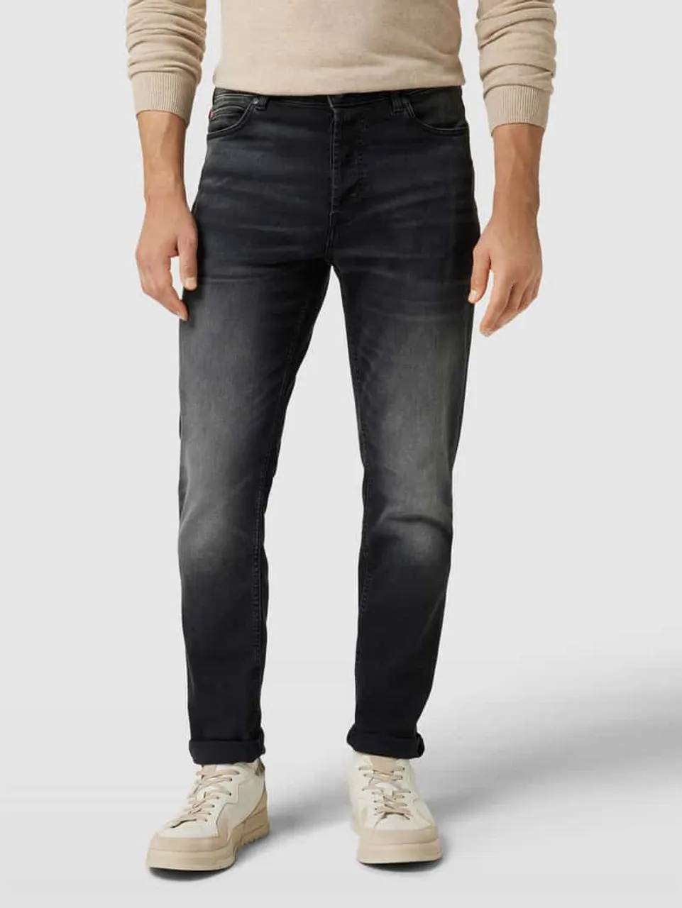HUGO Straight Fit Jeans mit Stretch-Anteil Modell 'HUGO 634' in Dunkelgrau