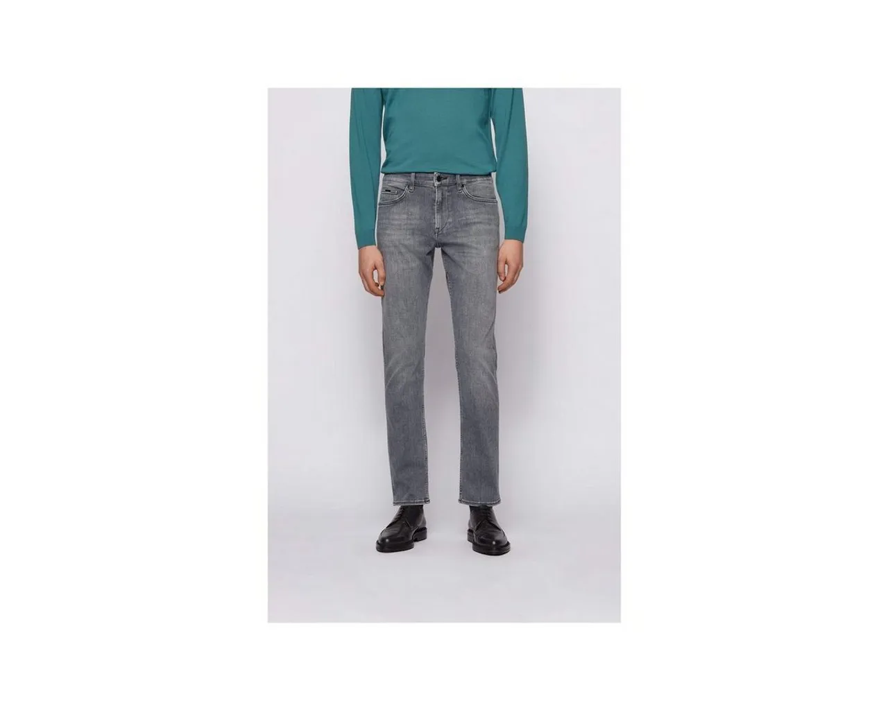 HUGO Straight-Jeans grau regular (1-tlg)