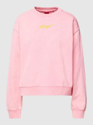 HUGO Sweatshirt mit Motiv-Print Modell 'Deroxina' in Pink