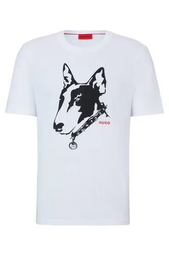 HUGO T-Shirt Dammock mit Hunde-Artwork (1-tlg)
