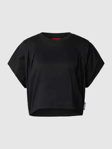 HUGO T-Shirt mit Label-Detail Modell 'DELEVIS' in Black