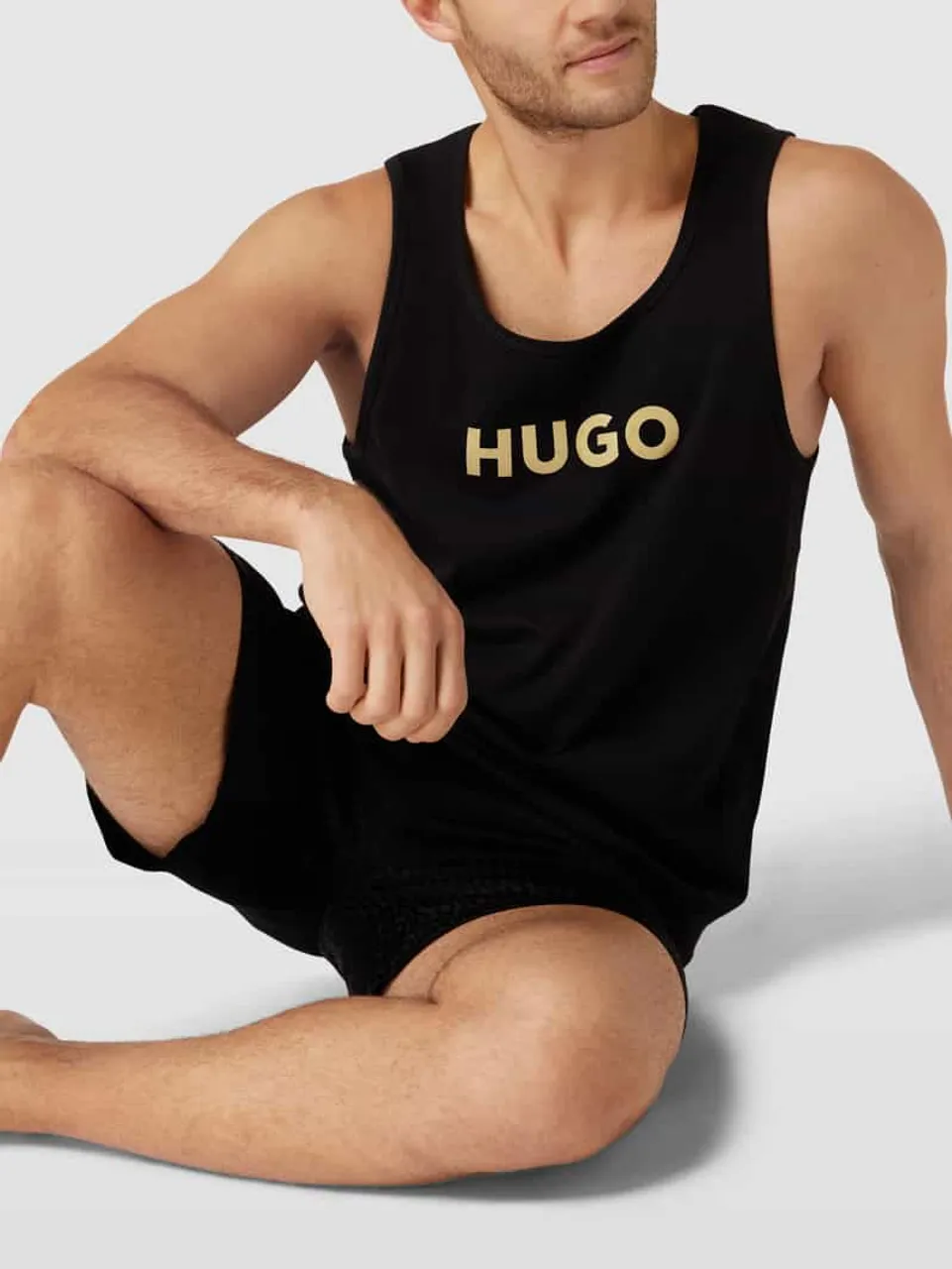 HUGO Tank Top mit Label-Print Modell 'Bay Boy' in Black
