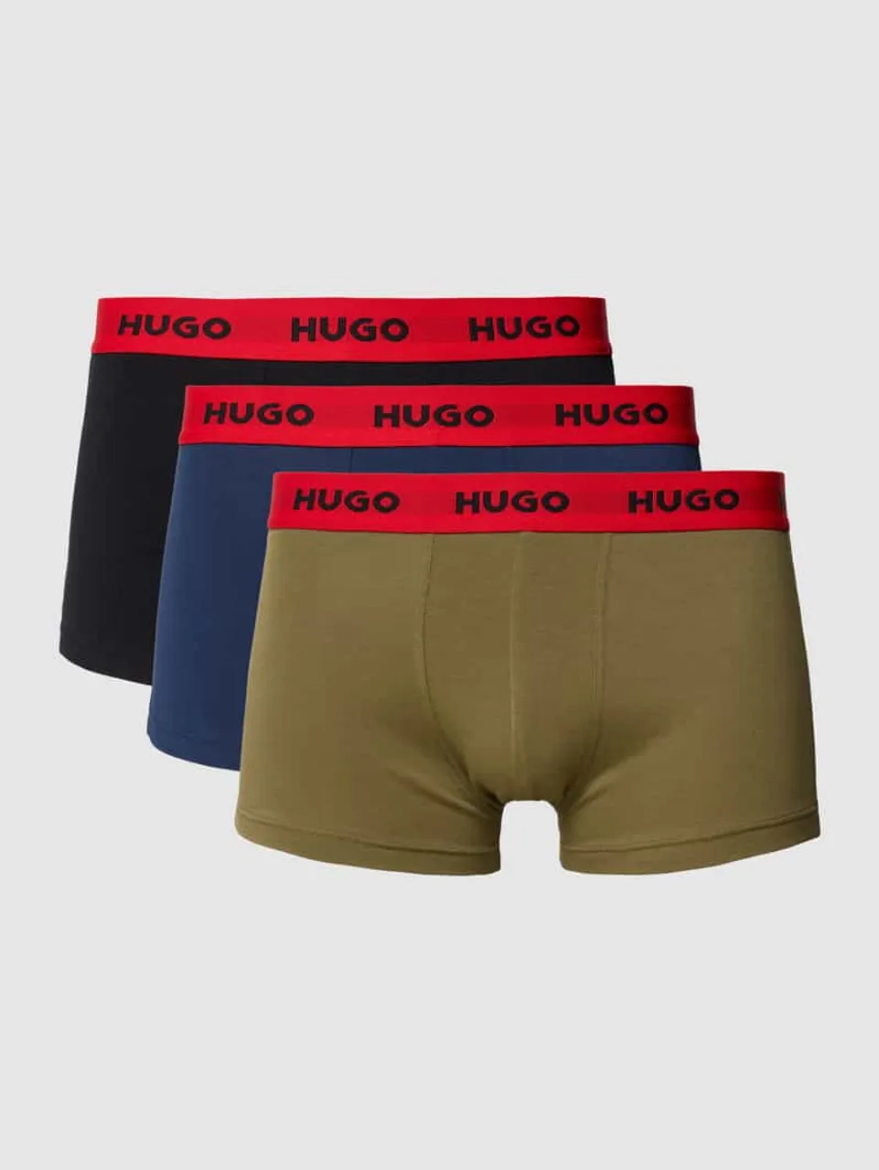 HUGO Trunks mit elastischem Logo-Bund im 3er-Pack in Oliv