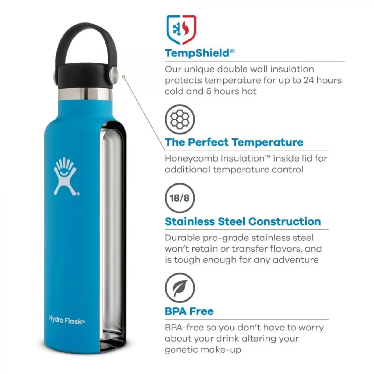 Hydro Flask 21 oz Standard Mouth - Isolierflasche 621 mL Stone 21 oz (621 ml)
