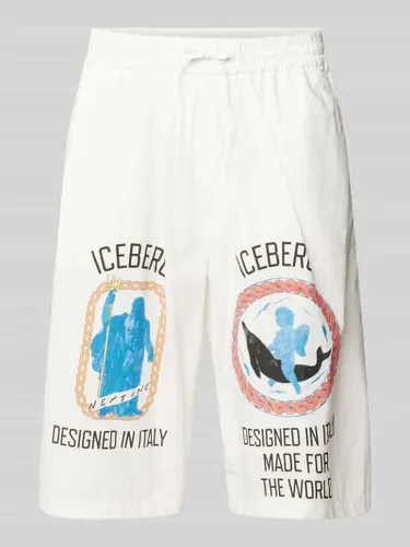 Iceberg Bermudas mit Motiv-Print und elastischem Bund in Offwhite