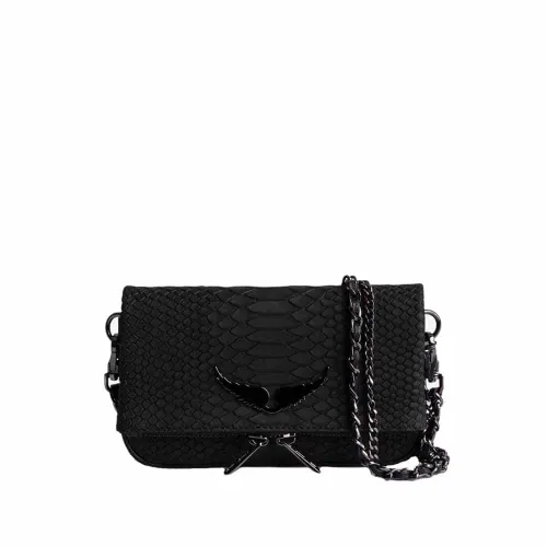 Iconic Rock Clutch Tasche aus schwarzem Pythonleder Zadig & Voltaire