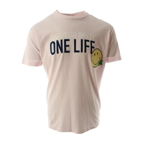 Iconic Smiley Logo Pinkes T-Shirt Dsquared2