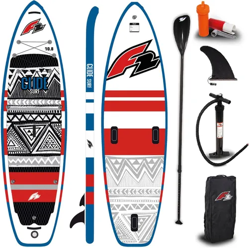 Inflatable SUP-Board F2 "Glide Surf 10,8 red" Wassersportboards Gr. 10,8 329 cm, rot Stand Up Paddle