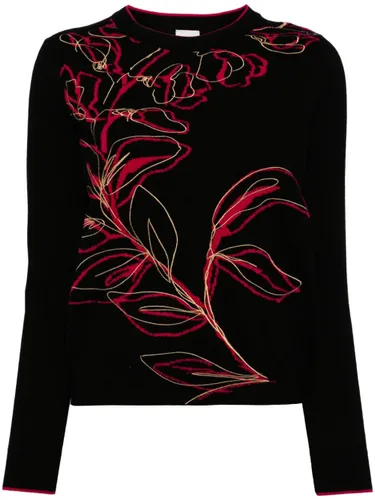 Ink Floral-intarsia wool jumper