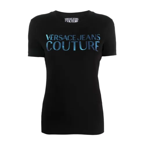Iridescent Stretch Schwarzes T-Shirt Versace Jeans Couture