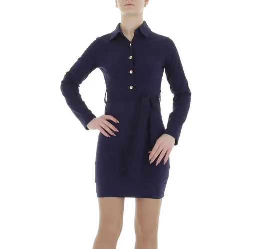 Ital-Design Minikleid Damen Freizeit Stretch Blusenkleid in Dunkelblau