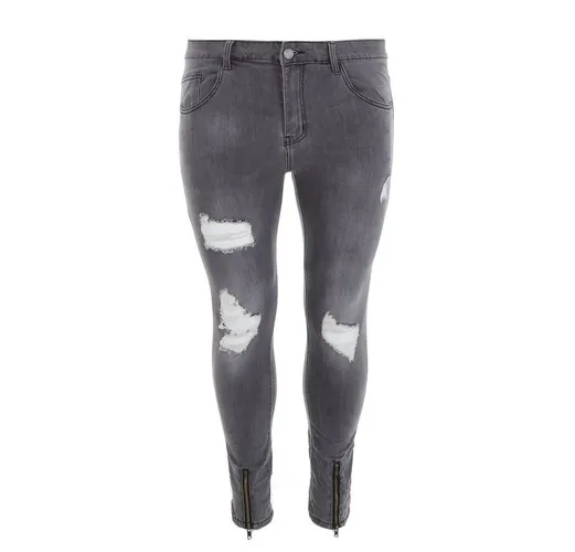 Ital-Design Stretch-Jeans Herren Freizeit Destroyed-Look Stretch Jeans in Grau
