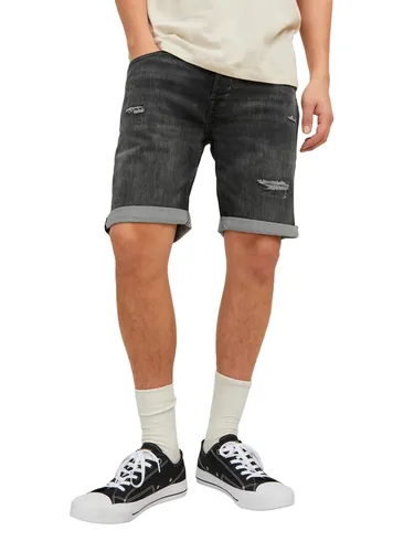 Jack & Jones Herren Jeans Short JJIRICK JJICON GE622- Regular Fit - Schwarz - Black Denim