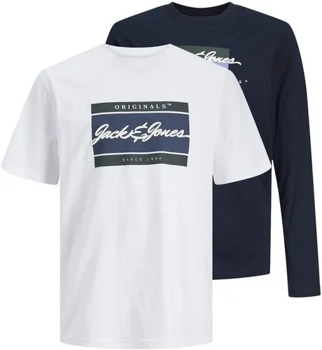 Jack & Jones Junior T-Shirt JORWAYNE BRANDING TEE MIX 2PK MP JNR (Set, 2-tlg., T-Shirt und Langarmshirt)