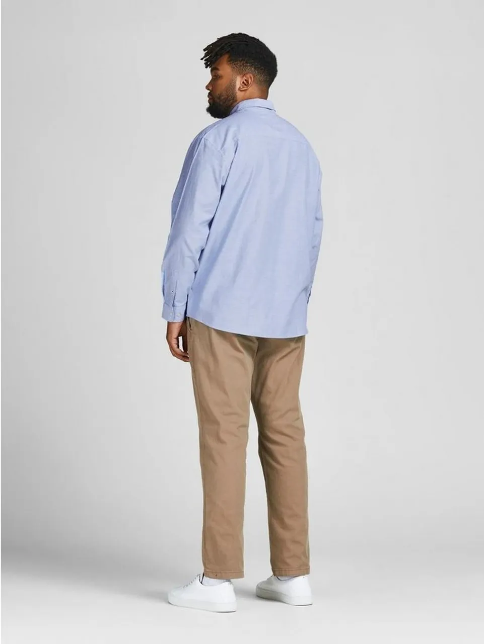 Jack & Jones Langarmhemd Einfarbiges Plus Size Hemd Übergrößen Business Shirt JJEOXFORD 4447 in Blau