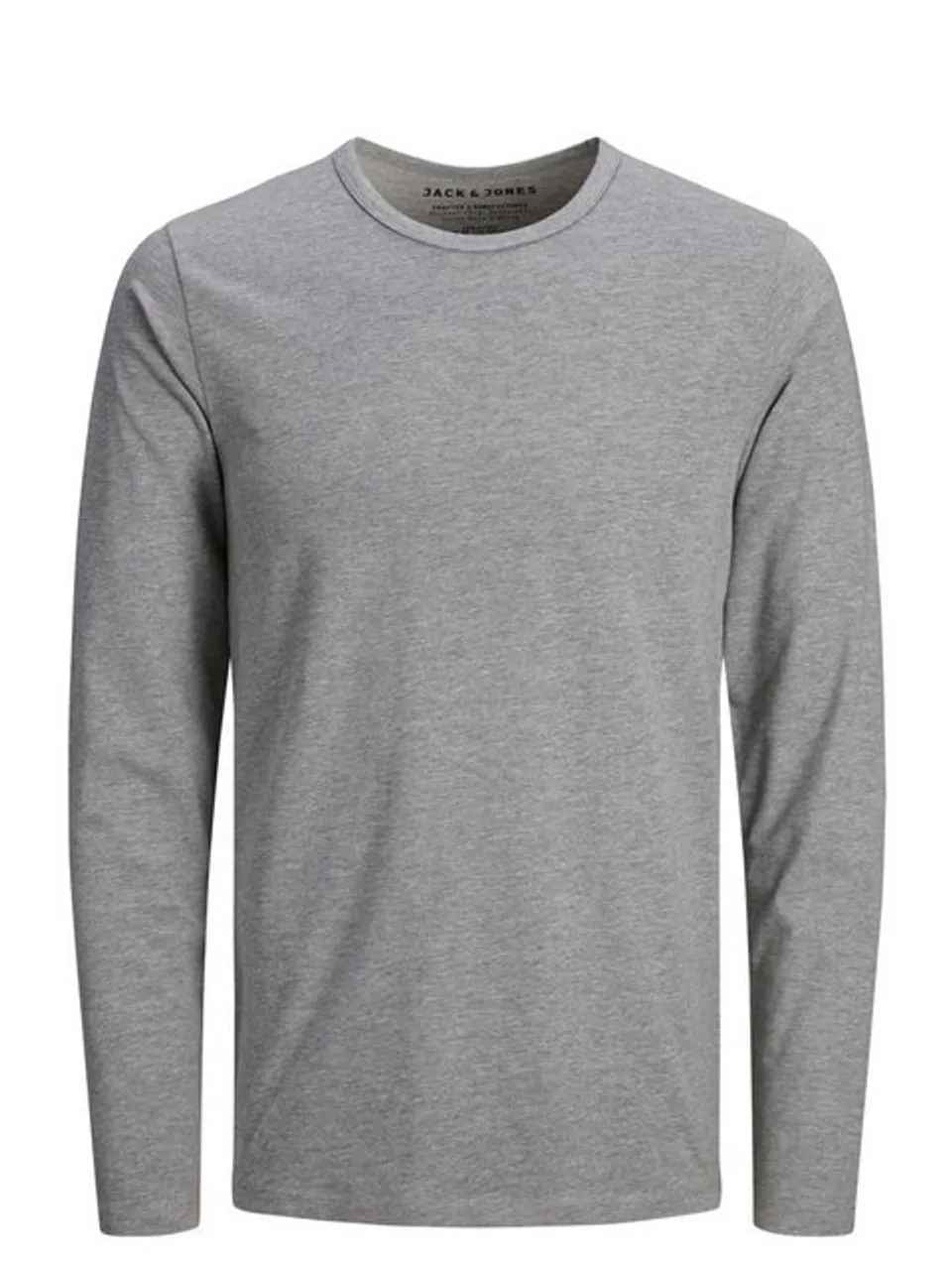 Jack & Jones Longsleeve Longsleeve Basic Stretch Shirt JJEBASIC Dünner Pullover 3744 in Grau