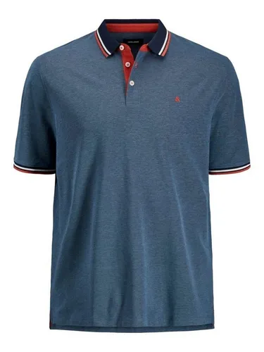 Jack & Jones Poloshirt + Fit Polo Shirt JJEPAULOS Sommer Hemd Pique (1-tlg) 3615 in Blau
