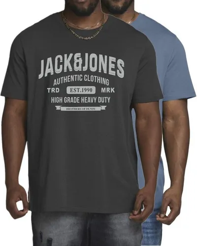 Jack & Jones Print-Shirt (2er-Pack) in Unifarben, aus Baumwolle