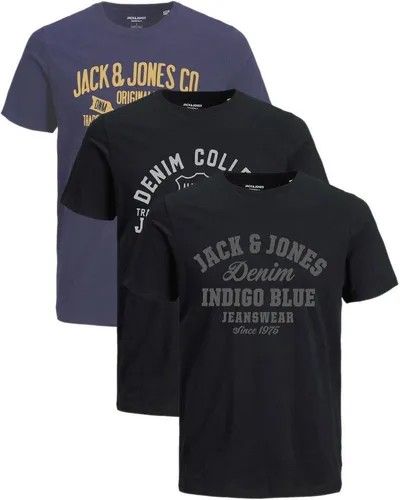 Jack & Jones Print-Shirt Bequemes Slimfit Shirt (Spar-Set, 3er-Pack) bedrucktes Oberteil aus Baumwolle, Größe 3XL