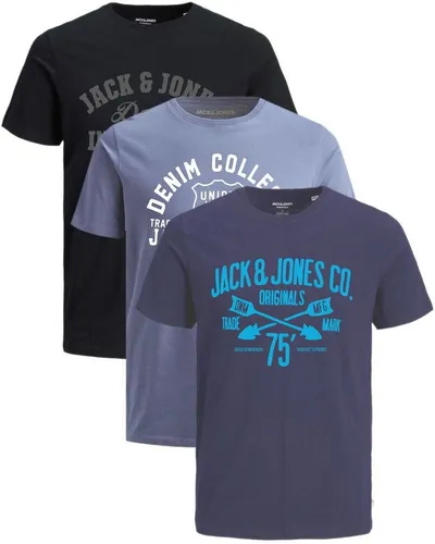 Jack & Jones Print-Shirt Bequemes Slimfit Shirt (Spar-Set, 3er-Pack) bedrucktes Oberteil aus Baumwolle, Größe 3XL