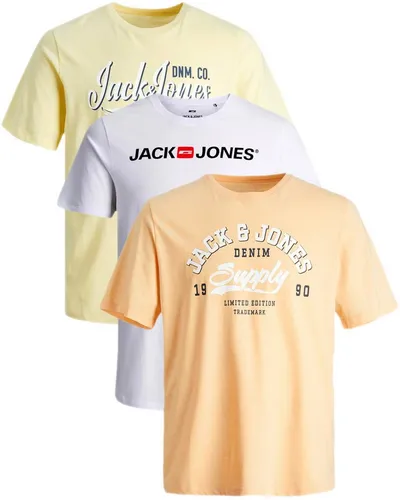 Jack & Jones Print-Shirt Bequemes Slimfit Shirt (Spar-Set, 3er-Pack) bedrucktes Oberteil aus Baumwolle, Größe L
