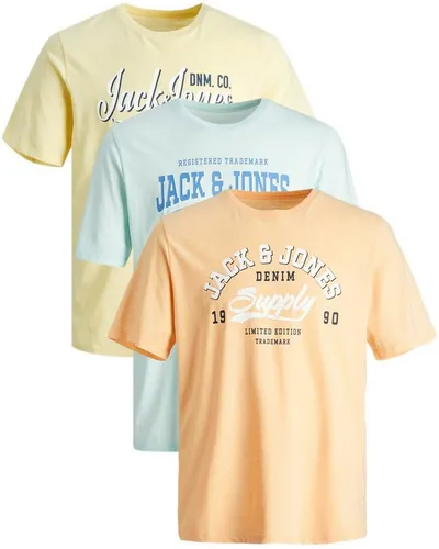 Jack & Jones Print-Shirt (Spar Set, 3er-Pack) Shirts mit Printaufdruck aus Baumwolle