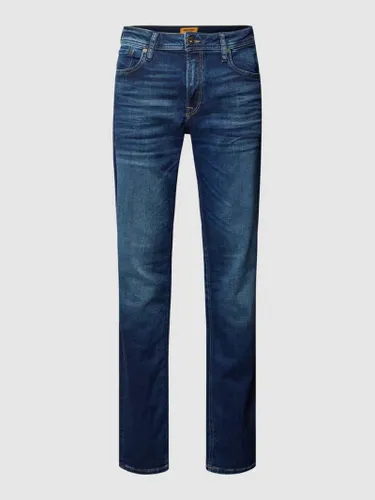 Jack & Jones Regular Fit Jeans mit Knopfverschluss Modell 'CLARK' in Jeansblau