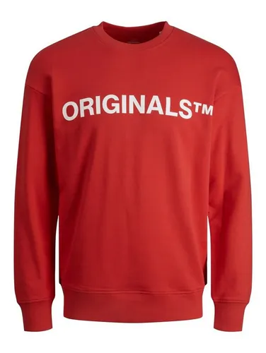 Jack & Jones Sweatshirt Basic Sweater Langarm Shirt Rundhals Pullover JORCLEAN 4672 in Rot