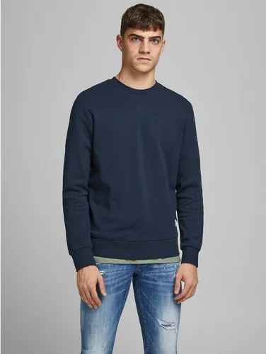 Jack & Jones Sweatshirt Basic Sweater Langarm Sweatshirt Rundhals Pullover JJEBASIC 4425 in Blau