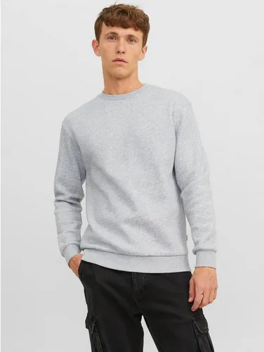Jack & Jones Sweatshirt Basic Sweater Sweatshirt Pullover JJEBRADLEY 6027 in Grau-2