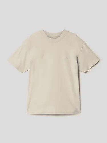 Jack & Jones T-Shirt mit geripptem Rundhalsausschnitt Modell 'JORDUST' in Ecru