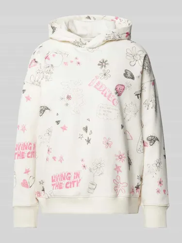 Jake*s Casual Hoodie mit Allover-Motiv-Print in Offwhite