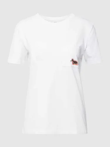 Jake*s Casual T-Shirt aus Baumwolle mit Motiv-Stitching in Weiss