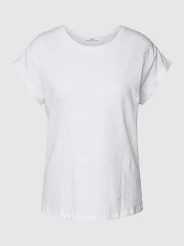 Jake*s Casual T-Shirt mit fixierten Ärmelumschlägen in Weiss
