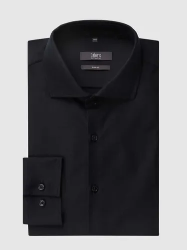 Jake*s Slim Fit Business-Hemd aus Twill in Black