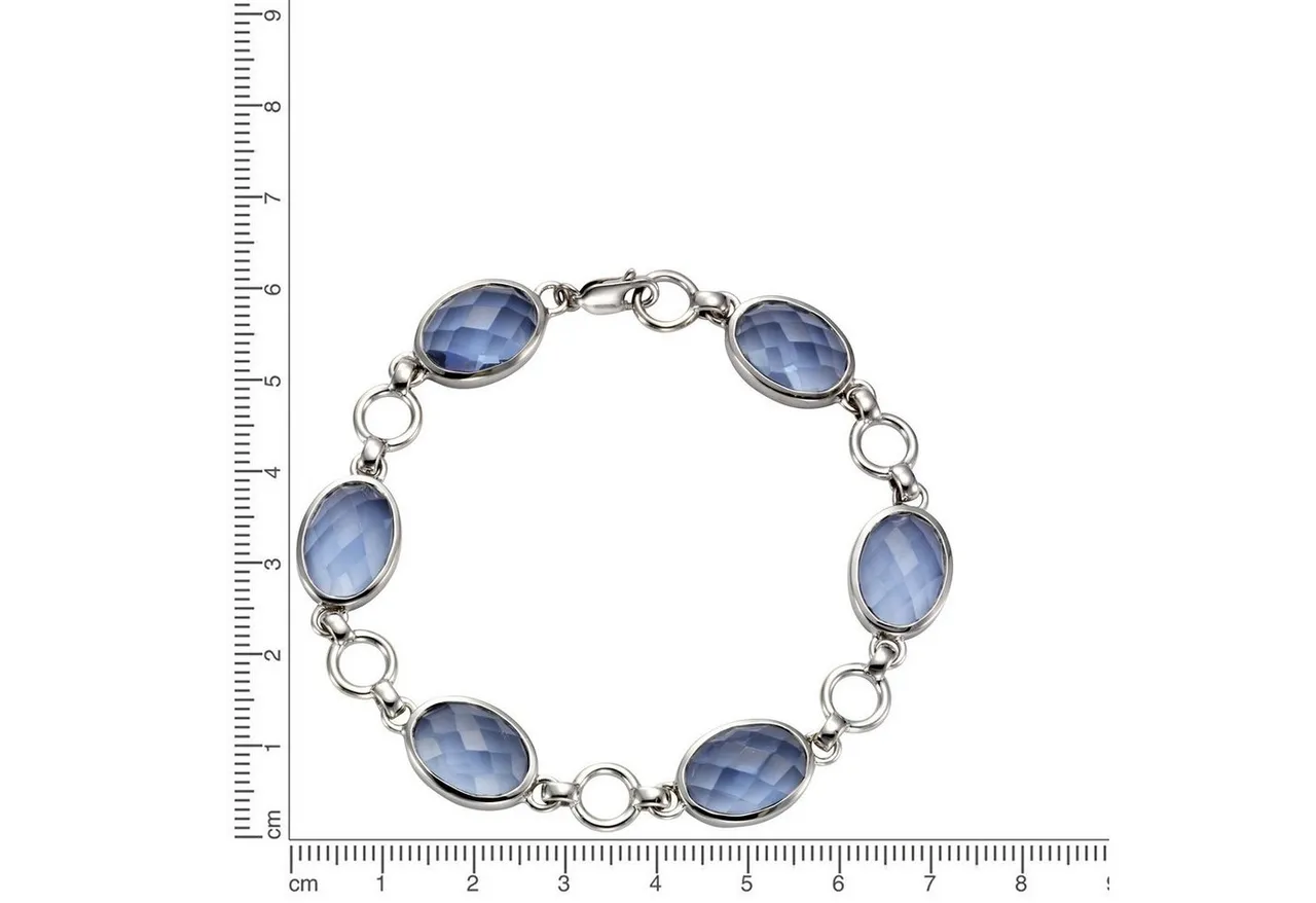 Jamelli Armband 925 Silber rhodiniert Quarz blau (beh)