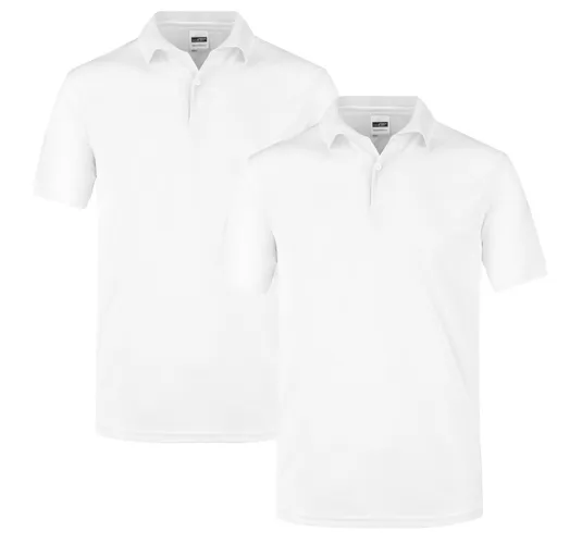James & Nicholson Poloshirt Herren Basic Poloshirt für Sublimationsdruck (Doppelpack, 2 Stück) Struktur Jersey-"bird eye