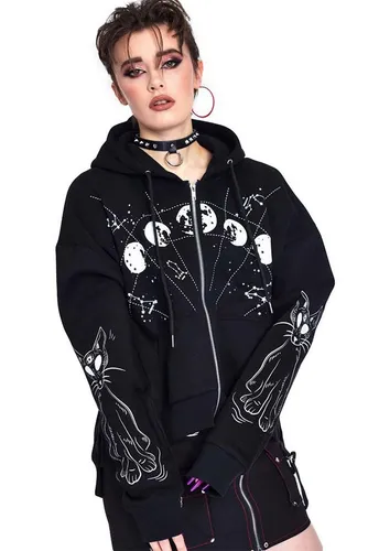 Jawbreaker Kapuzensweatshirt Cosmic Cat Hoodie Lunar Gothic Mondphasen Pastel Goth