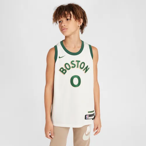 Jayson Tatum Boston Celtics 2023/24 City Edition Nike Dri-FIT NBA Swingman Trikot (ältere Kinder) - Weiß