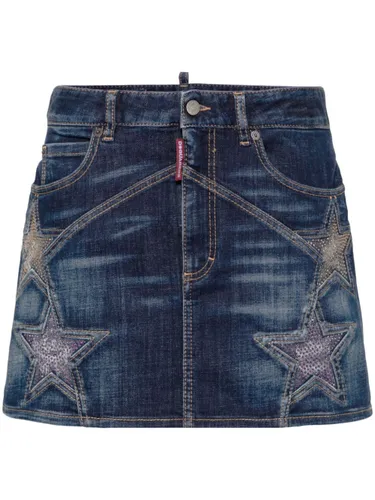 Jeans-Minirock mit Stern-Print