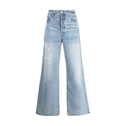 Jeans mit besticktem Logo und weitem Bein Amiri