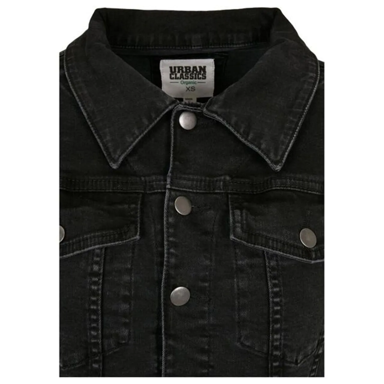 Jeansjacke URBAN CLASSICS "Urban Classics Damen Ladies Organic Denim Jacket" Gr. M, schwarz (black washed) Damen Jacken Jeansjacken