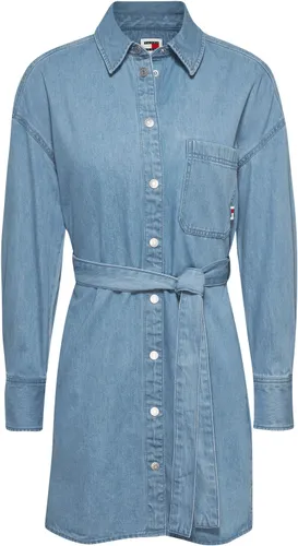 Jeanskleid TOMMY JEANS "TJW BELTED DENIM SHIRT DRESS EXT" Gr. XL (42), N-Gr, blau (denim_medium) Damen Kleider Freizeitkleider mit Markenlabel