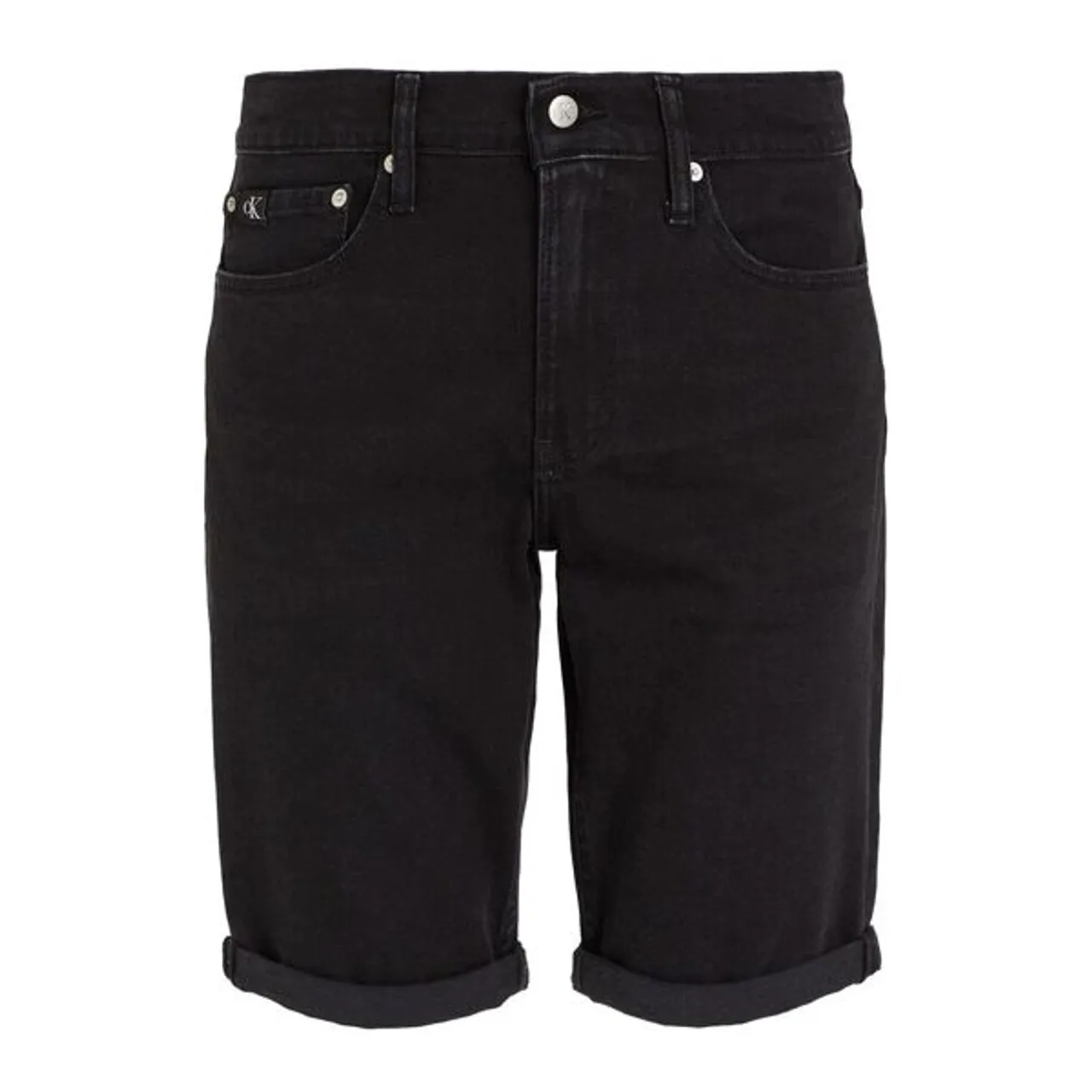 Jeansshorts CALVIN KLEIN JEANS "SLIM SHORT" Gr. 32, N-Gr, schwarz (denim black) Herren Jeans Shorts in klassischer 5-Pocket-Form